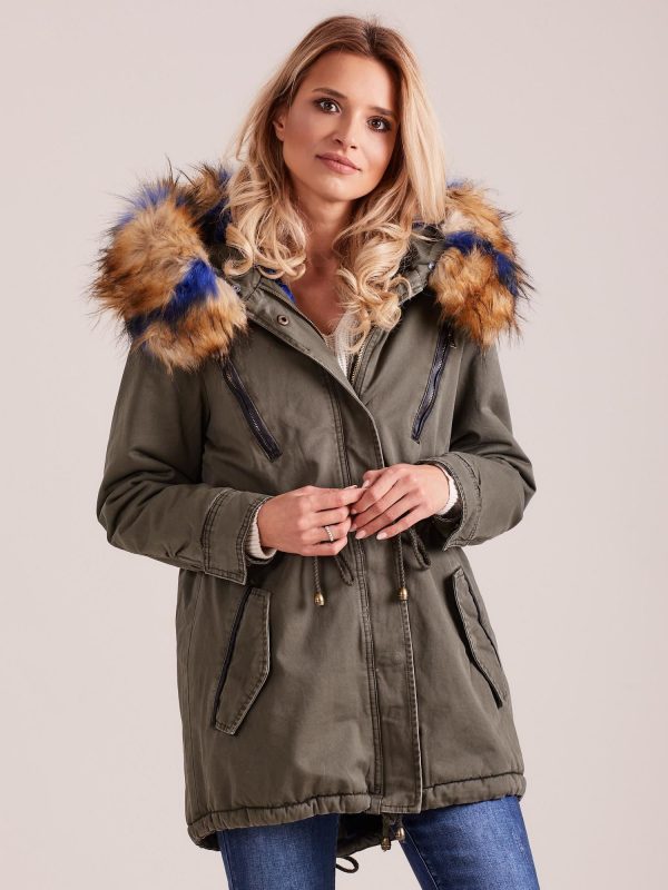 Wholesale Insulated parka with khaki fur