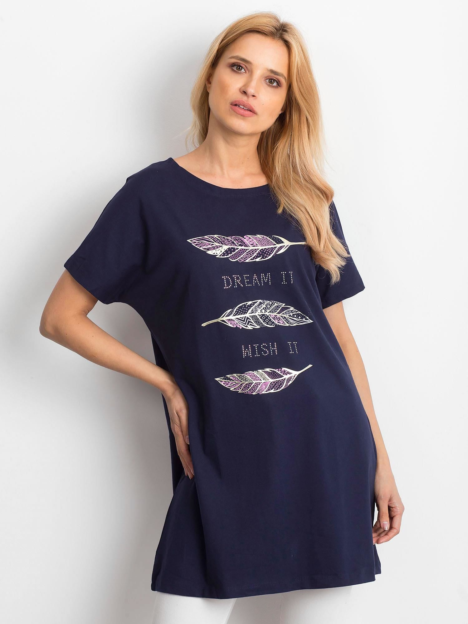 Wholesale Navy blue tunic with boho print