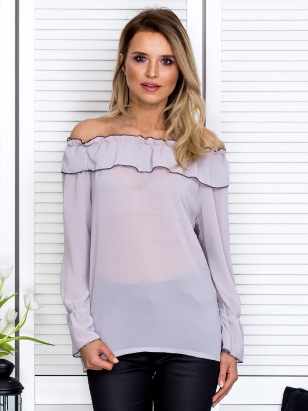 Wholesale Chiffon blouse spanish grey