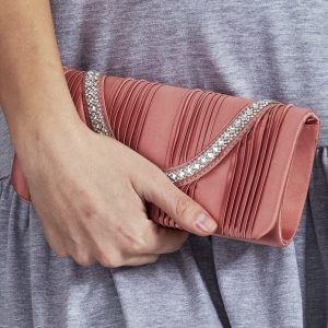 Wholesale Clutch bag with jewellery strap pink