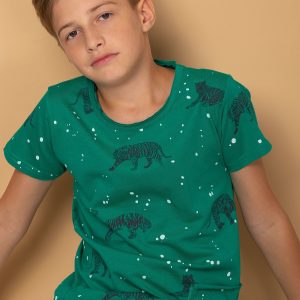 Wholesale Green t-shirt for boy in tigers