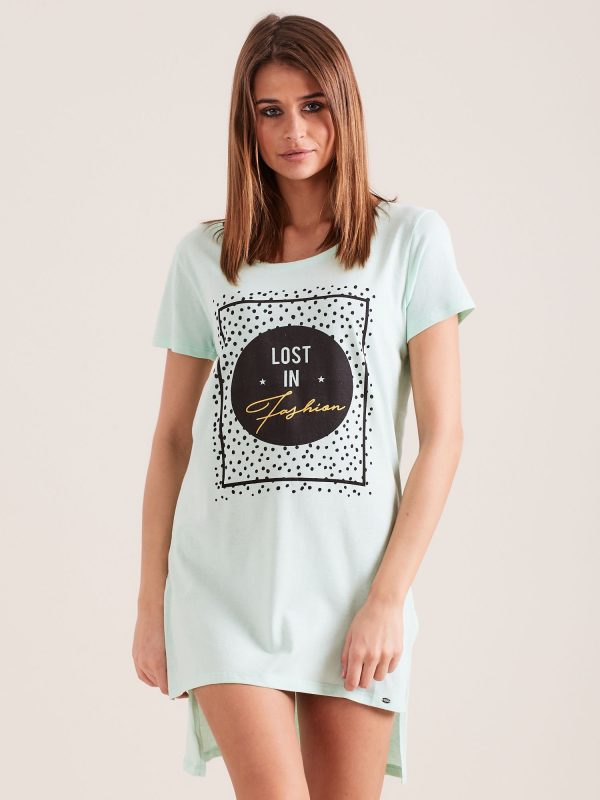 Wholesale Mint Printed Nightgown