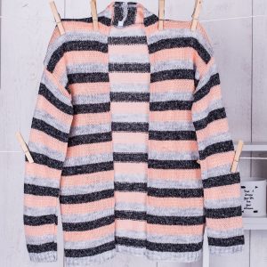 Wholesale Orange sweater for girl with colorful stripes