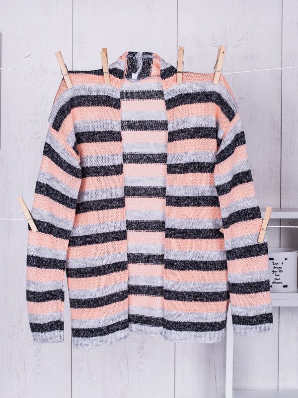 Wholesale Orange sweater for girl with colorful stripes