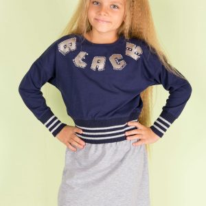 Wholesale Navy blue sweatshirt for girl with welts