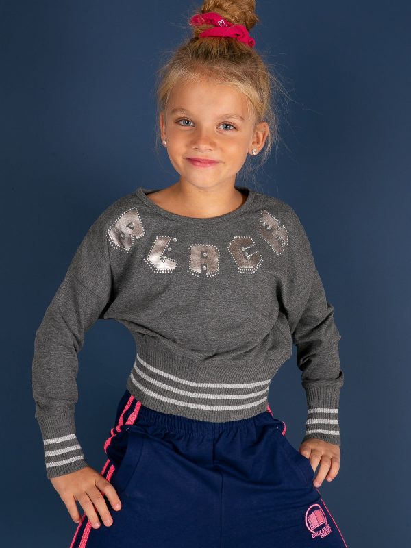 Wholesale Dark grey sweatshirt for girl with welts