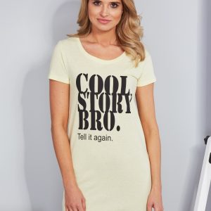 Wholesale Light Yellow Cotton Nightgown with Lettering