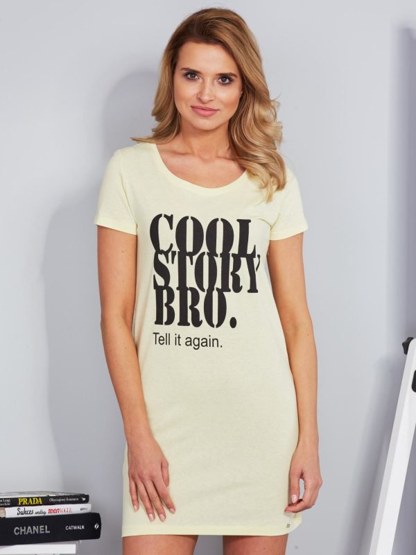 Wholesale Light Yellow Cotton Nightgown with Lettering