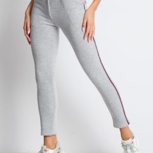 Wholesale Grey warmed sweatpants with stripes