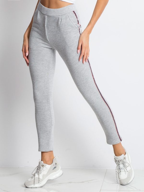 Wholesale Grey warmed sweatpants with stripes