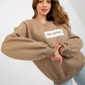 Wholesale Dark Beige Hoodless Sweatshirt with Tracy Patch