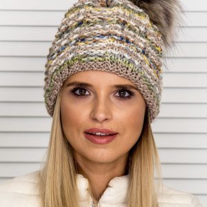 Wholesale Insulated colored hat with tassel light beige