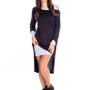 Wholesale Black and grey layered dress