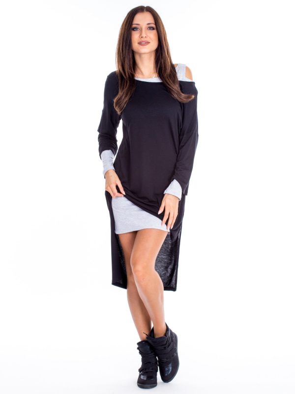 Wholesale Black and grey layered dress