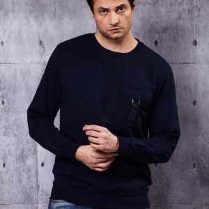 Wholesale Navy blue sweatshirt for men with pocket