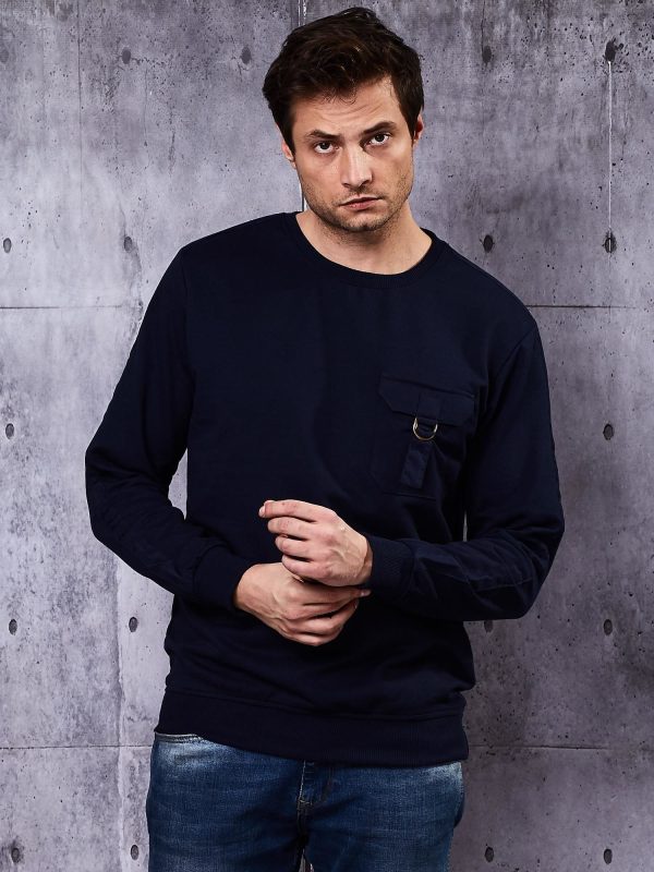 Wholesale Navy blue sweatshirt for men with pocket