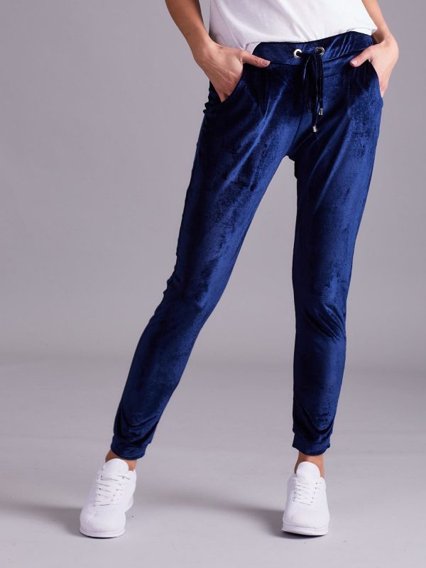 Wholesale Dark Blue Velvet Trousers