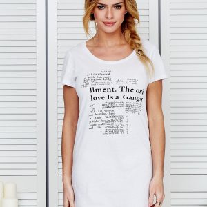 Wholesale White nightgown with print newspaper