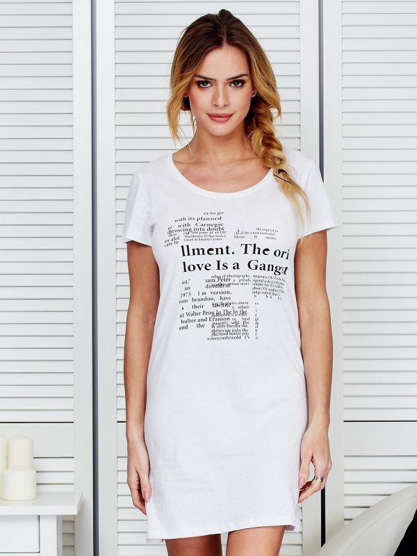 Wholesale White nightgown with print newspaper