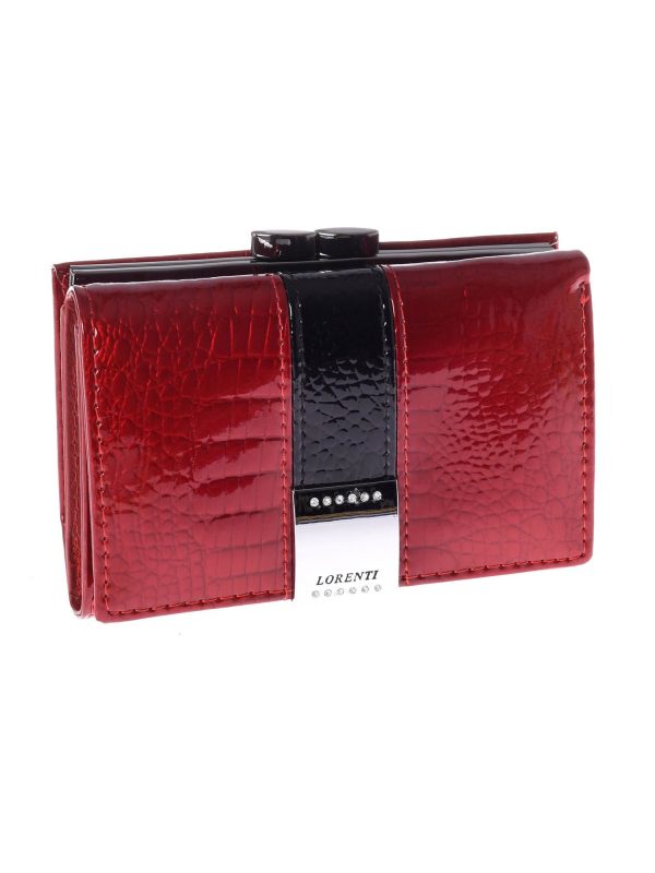 Wholesale Women's Red Leather Wallet with Crocodile Leather Pattern