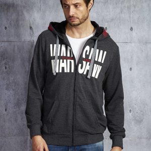 Wholesale Dark grey sweatshirt for men with inscription and Patch