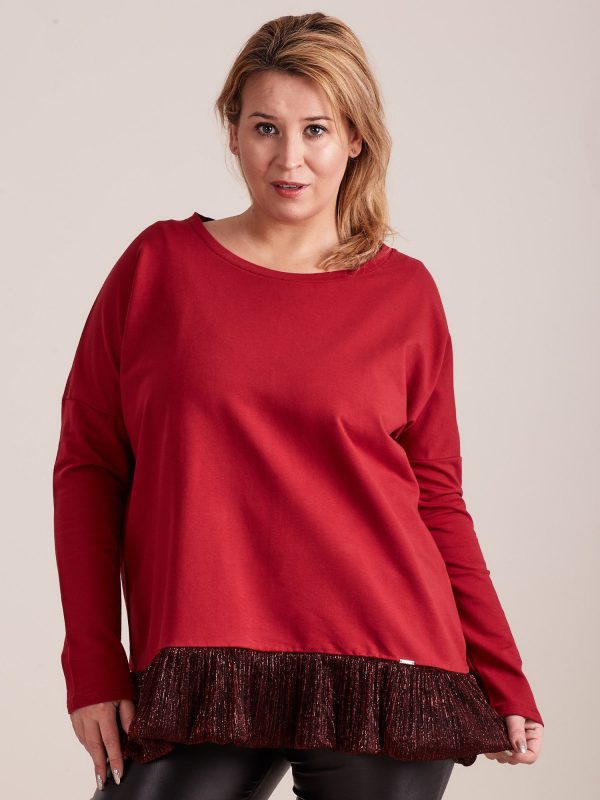 Wholesale Burgundy blouse with frill PLUS SIZE