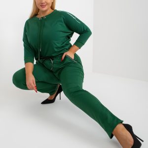 Wholesale Dark Green Plus Size Sweatpants with Savage Binding