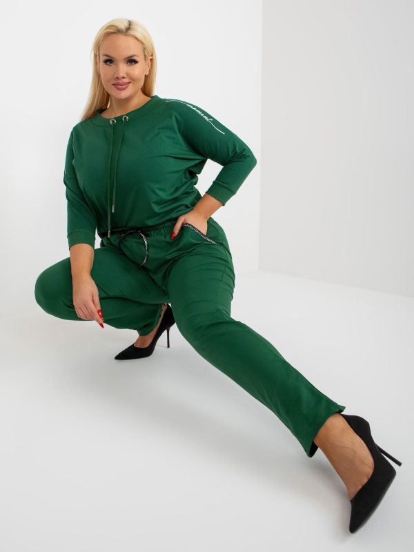 Wholesale Dark Green Plus Size Sweatpants with Savage Binding