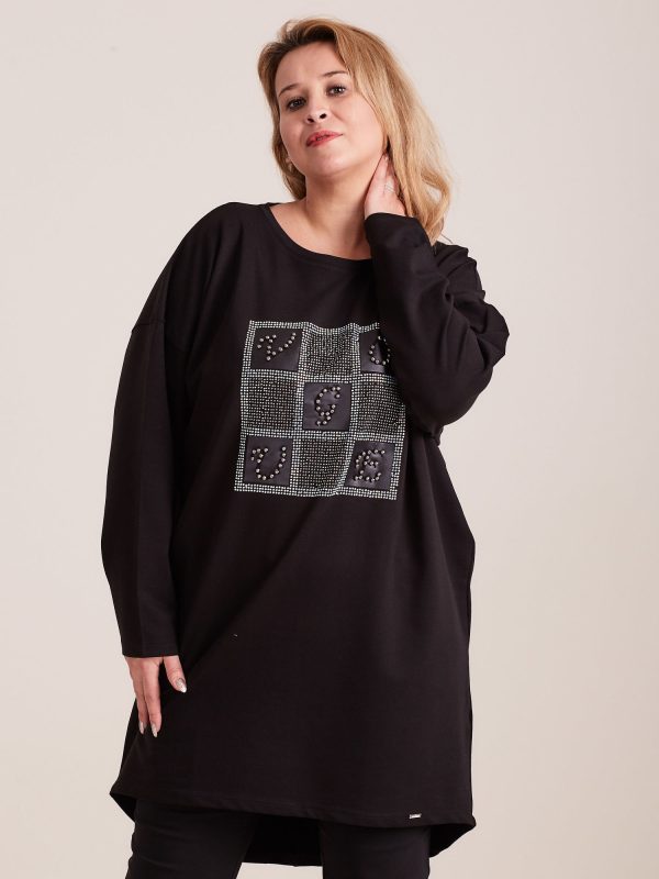 Wholesale Black tunic with plus size applique