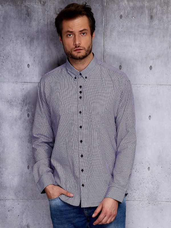 Wholesale Purple Plus Size Men's Petite Checkered Shirt