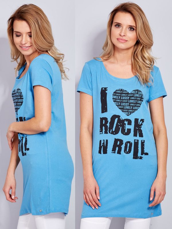 Wholesale Blue cotton dress I LOVE ROCK N ROLL