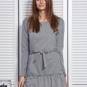 Wholesale Checkered dress with belt black