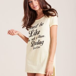 Wholesale Light yellow nightgown with inscriptions