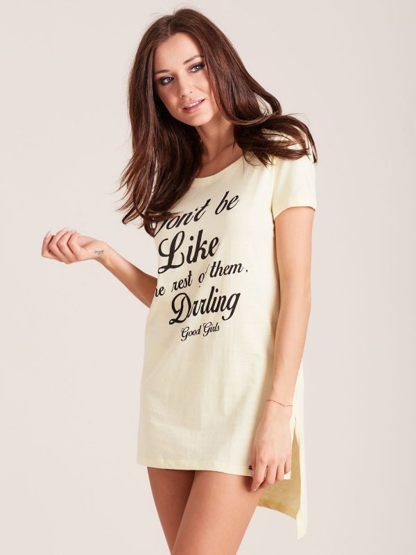 Wholesale Light yellow nightgown with inscriptions