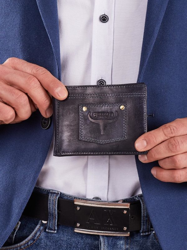 Wholesale Dark Blue Men's Wallet With Patch