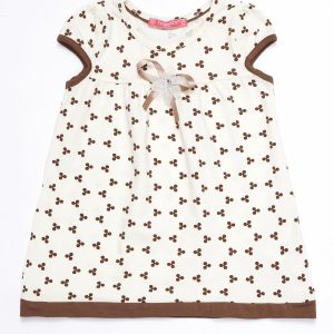 Wholesale Ecru children's dress with all over print