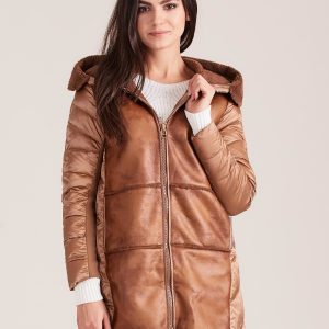 Wholesale Brown jacket with leather inserts