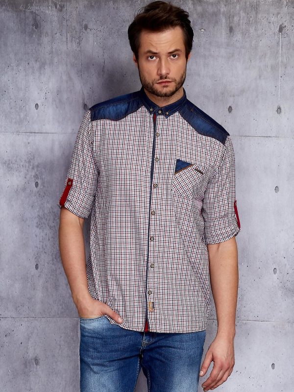 Wholesale Men's shirt with denim modules PLUS SIZE