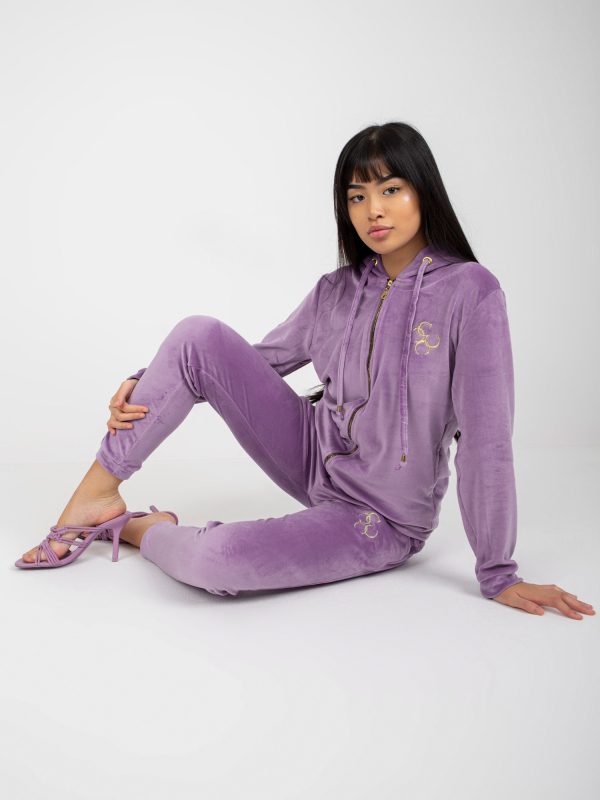 Wholesale Purple women's velour set with Melody cardigans