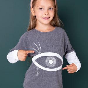 Wholesale Dark grey blouse for girl in cotton