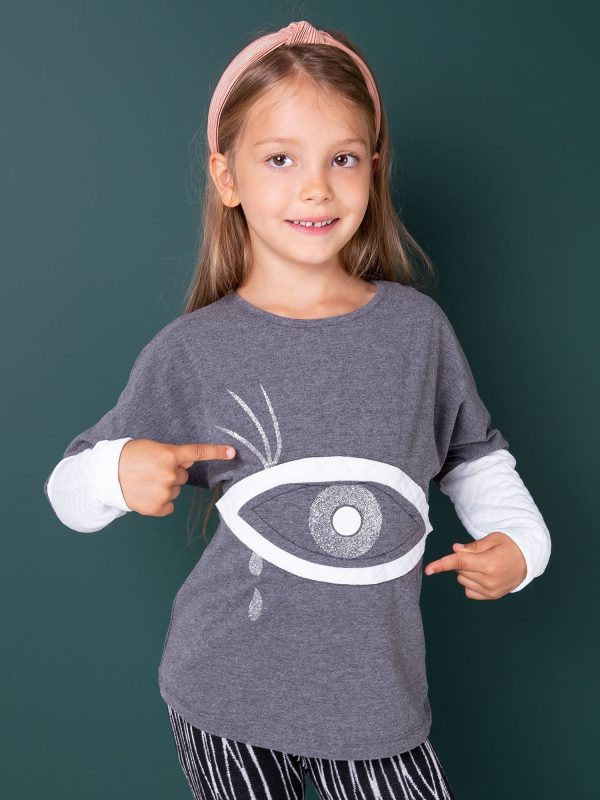 Wholesale Dark grey blouse for girl in cotton