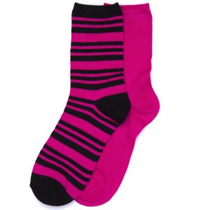 Wholesale Raspberry cotton socks smooth and striped 2-pack