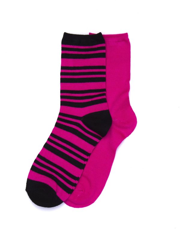 Wholesale Raspberry cotton socks smooth and striped 2-pack