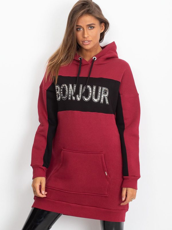 Wholesale Burgundy hooded dress