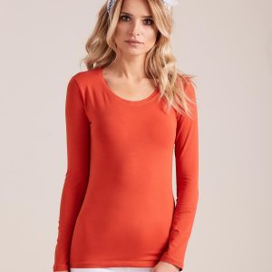 Wholesale Dark Orange Long Sleeve Blouse