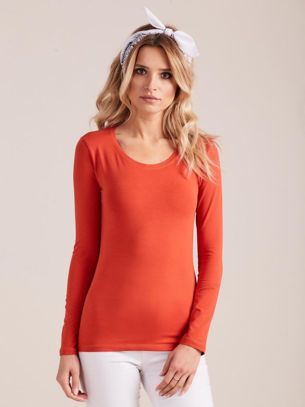 Wholesale Dark Orange Long Sleeve Blouse