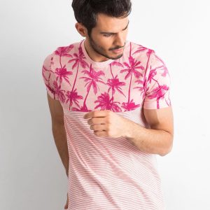 Wholesale Light pink striped t-shirt for men