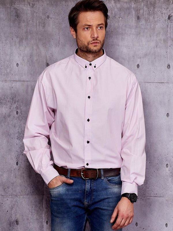 Wholesale Men's light pink shirt with small stripes PLUS SIZE