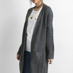 Wholesale Graphite Long Knitted Sweater