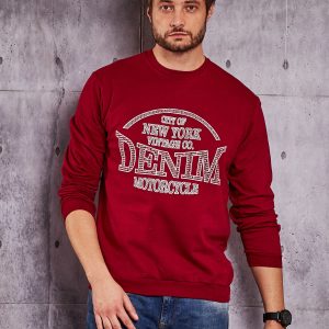 Wholesale Burgundy sweatshirt for men with inscription